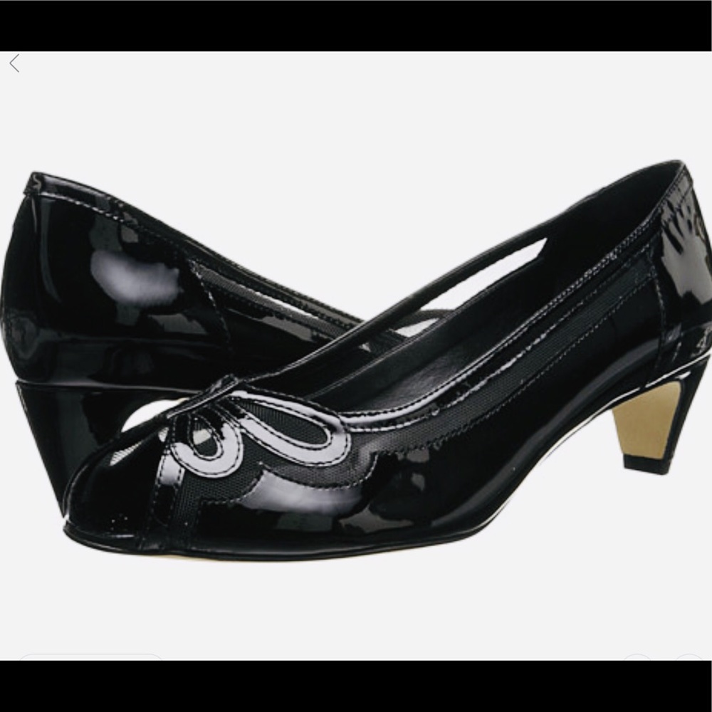 Women’s black leather heels